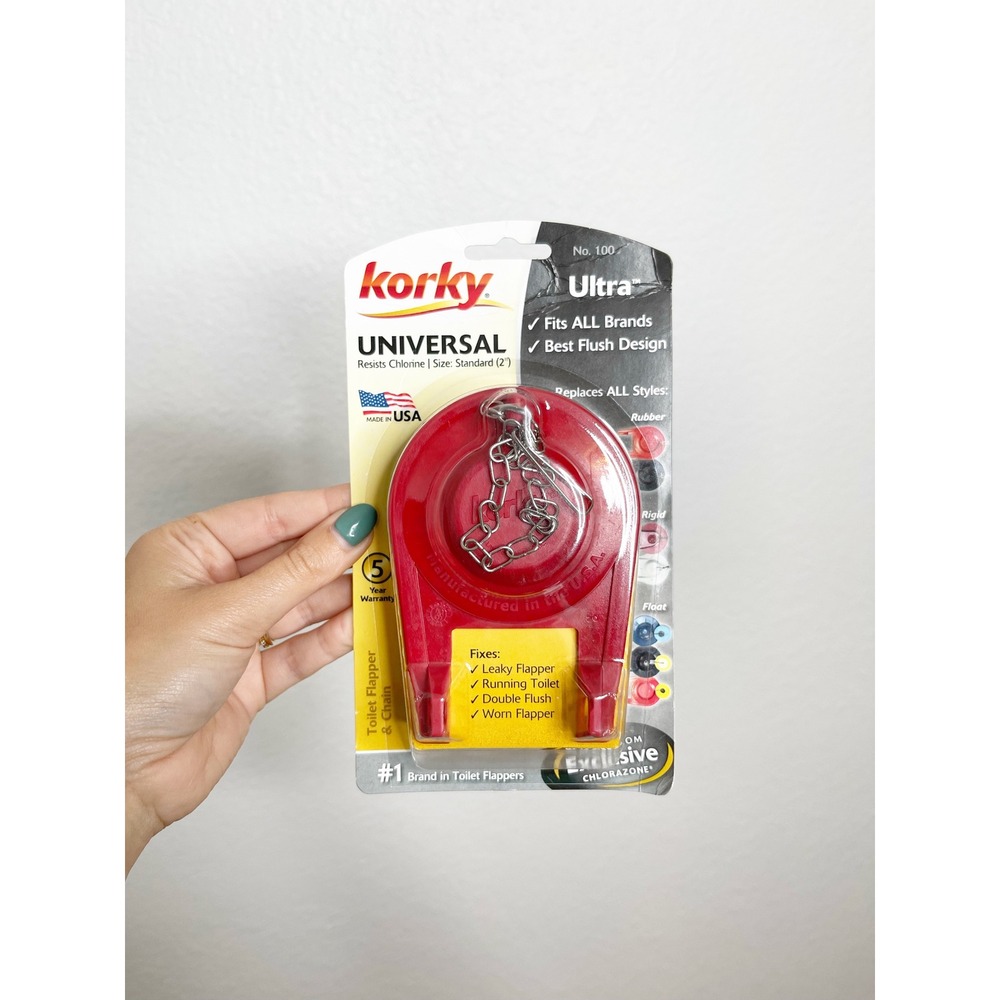 Korky 100BP Universal 2 Inch Toilet Tank Flapper Red Chlorazone Rubber No 100